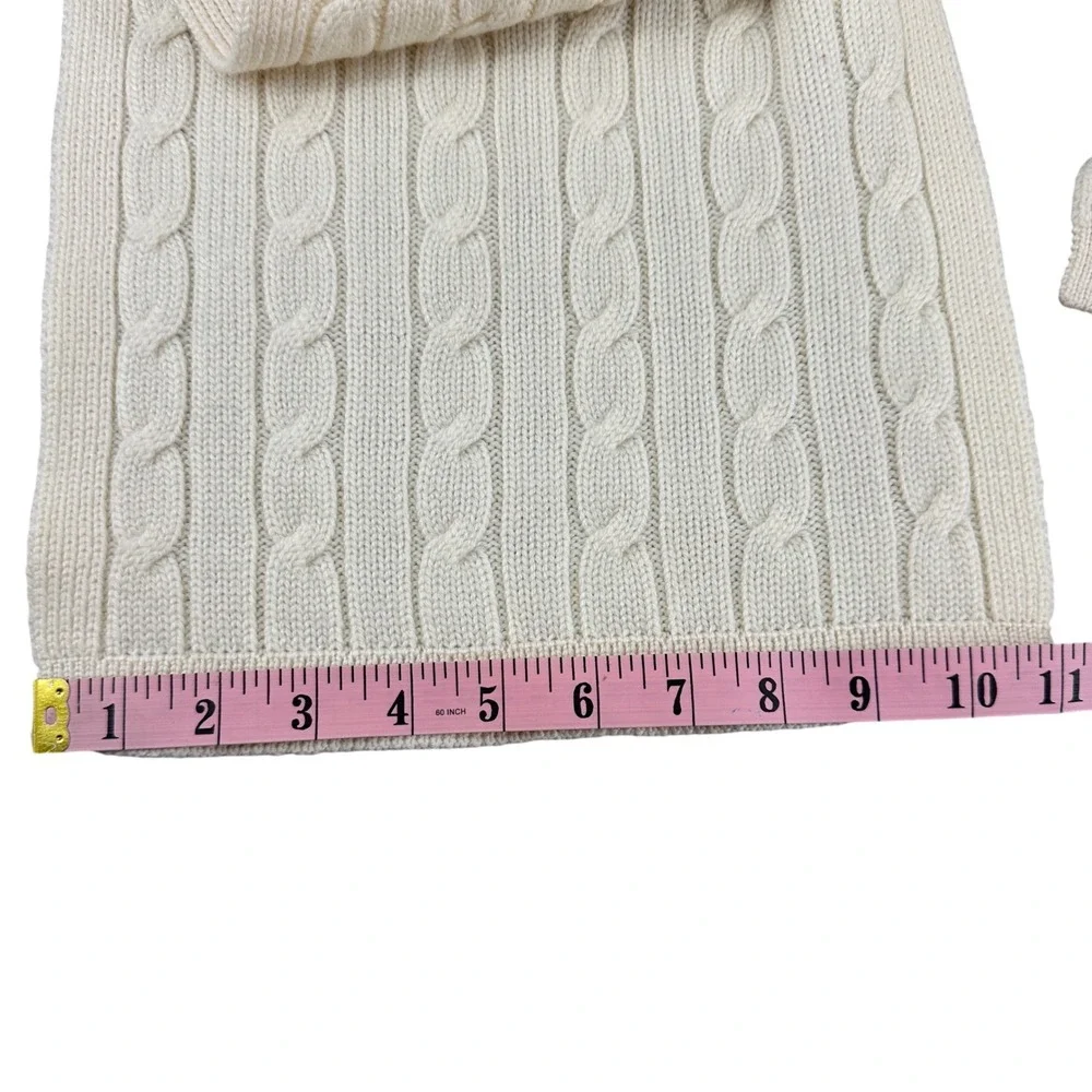 Brooks Brothers 346 Cream Cable Knit Scarf‎ Neutral Winter Unisex Cottagecore